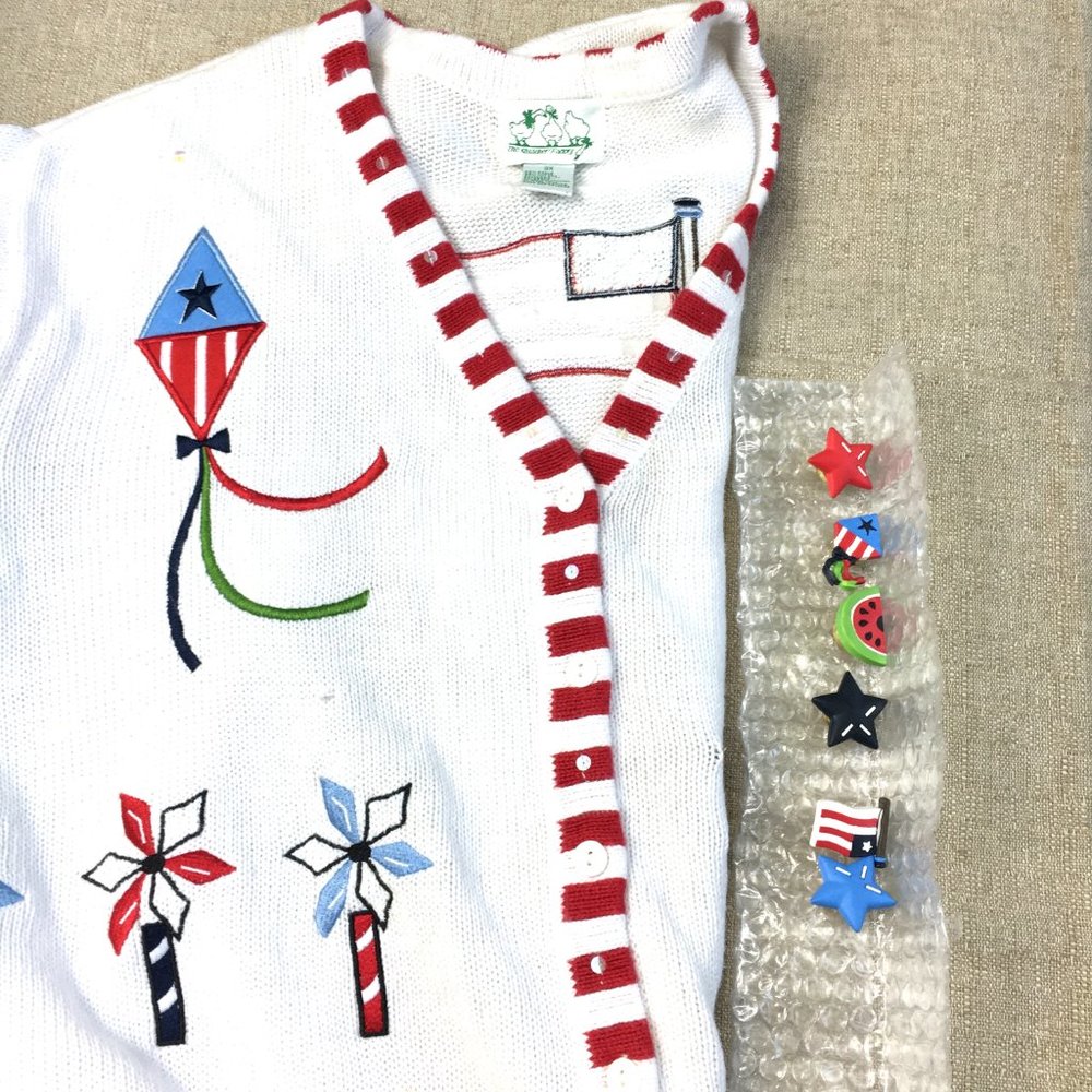Quacker Factory Patriotic 4th Of July Flag Sweater - image 5